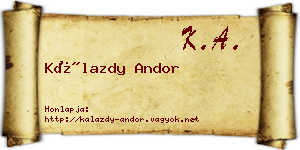 Kálazdy Andor névjegykártya