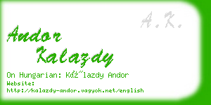 andor kalazdy business card